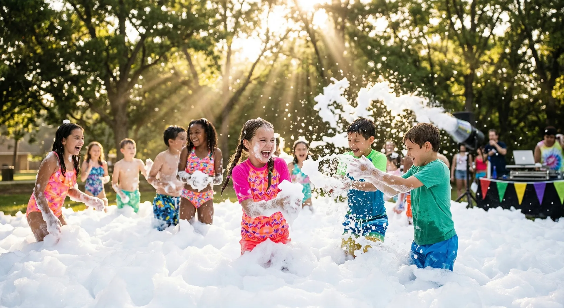 Festival de primavera con castillos hinchables